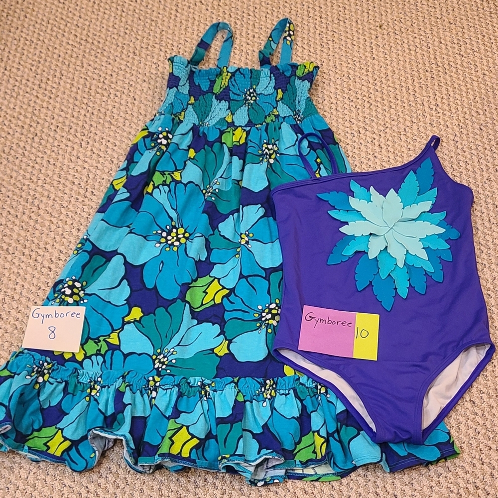 Gymboree Kids Swim Dress and Swimsuit Set - Blue and Purple